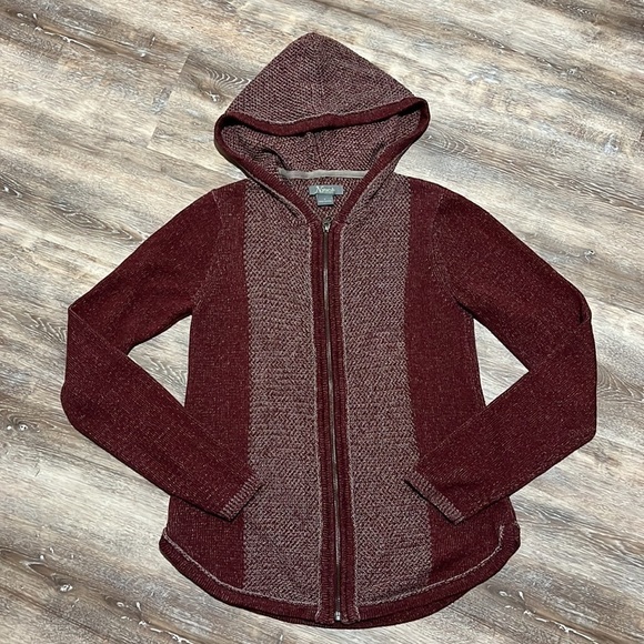 Natural Reflections Womens Sweater Jacket Burgundy Hoodie Cardigan Size S Hiking - Picture 6 of 11